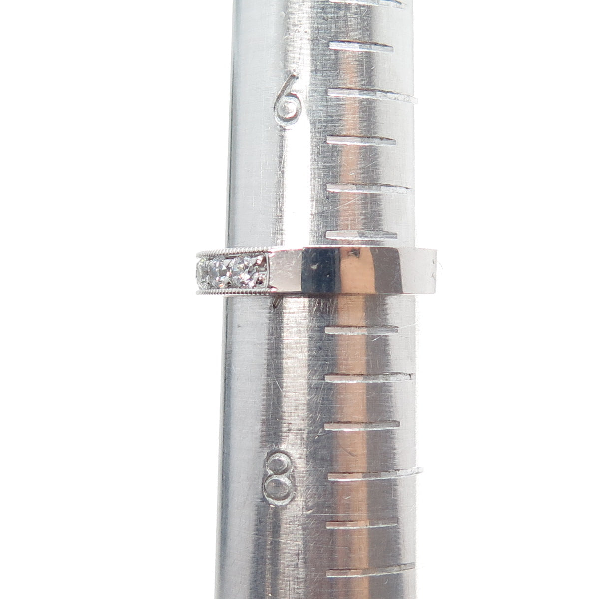 925 Sterling Silver Round-Cut C Z Half Eternity Band Ring Size 7