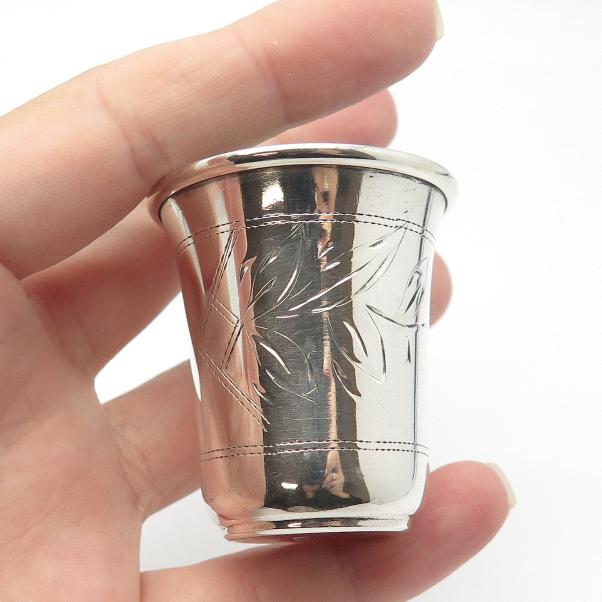 84 Silver Antique Russian Empire Etched Shot Cup