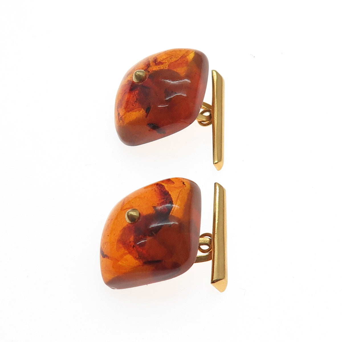 Gold Plated Vintage Real Amber Modernist Cufflinks