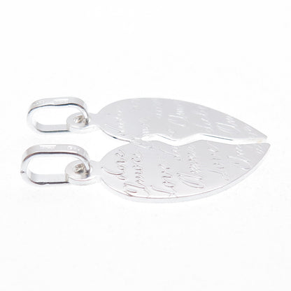 925 Sterling Silver Italy Love Amour Liebe 2-Piece Breakable Heart Pendant