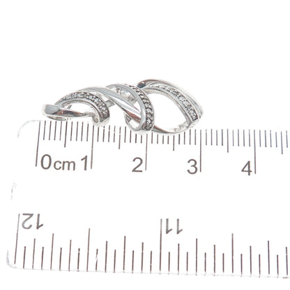 SUN 925 Sterling Silver Real Round-Cut Diamond Twisted Pendant