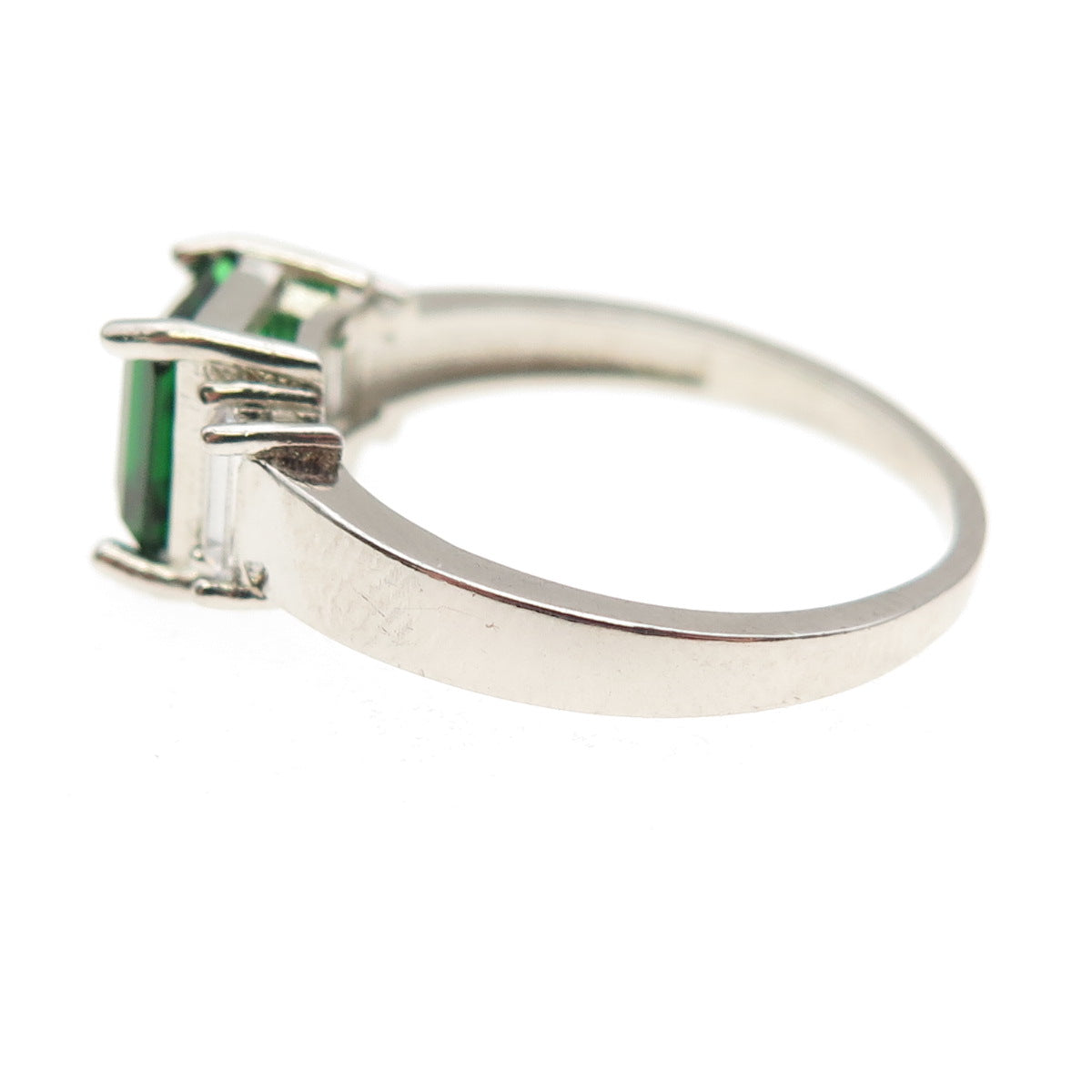 925 Sterling Silver Real Chrome Diopside & C Z Ring Size 10
