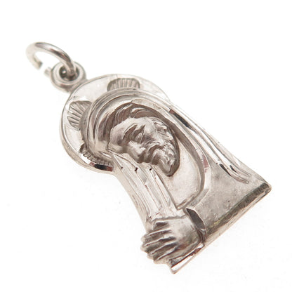 Chapel Sterling Silver Antique Art Deco Jesus & St. Mary Oxidized Charm Pendant