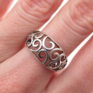 Nevada 925 Sterling Silver Vintage Swirl Oxidized Ring Size 6.5