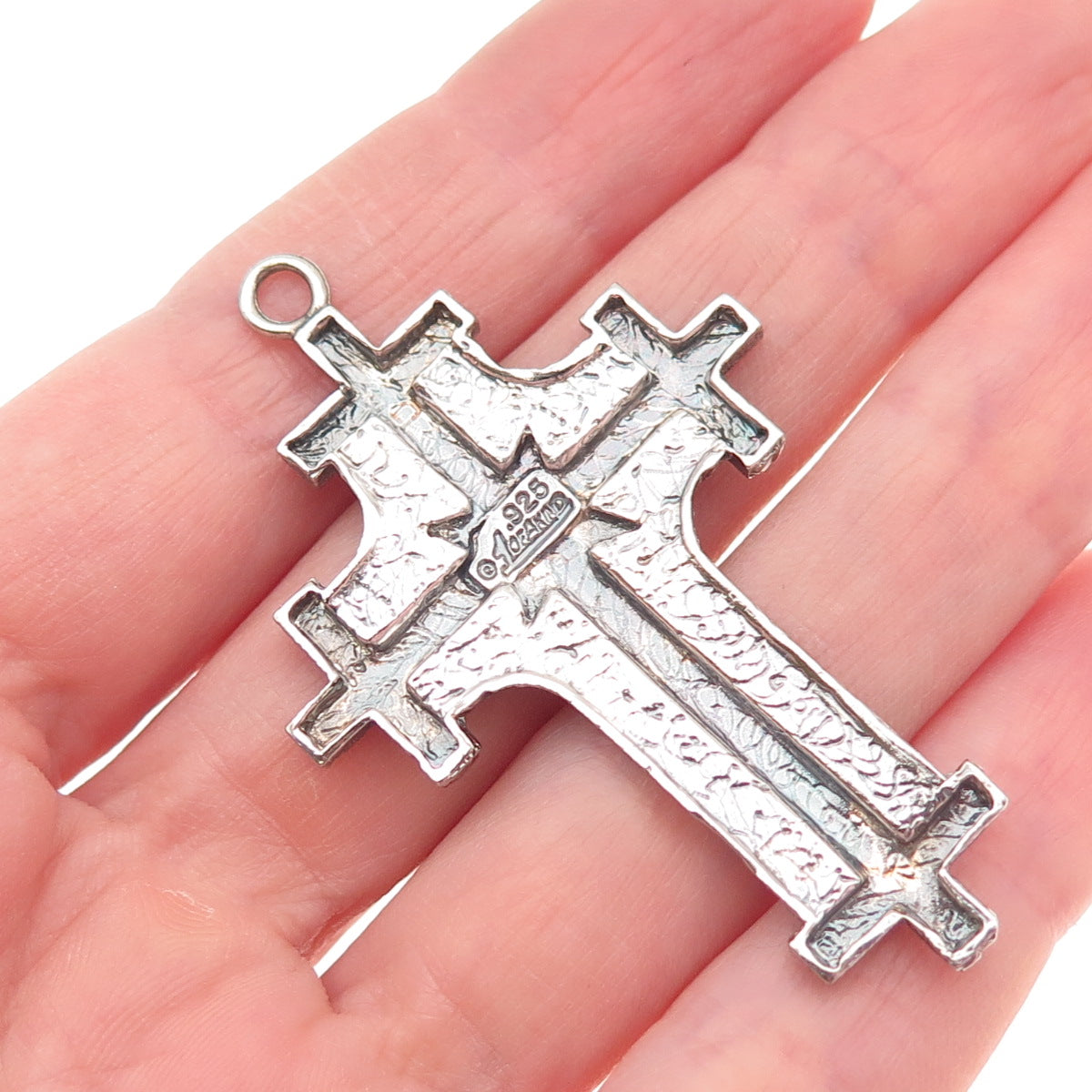 One of A Kind 925 Sterling Silver Vintage Cross Oxidized Charm Pendant