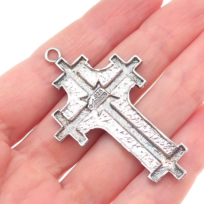 One of A Kind 925 Sterling Silver Vintage Cross Oxidized Charm Pendant