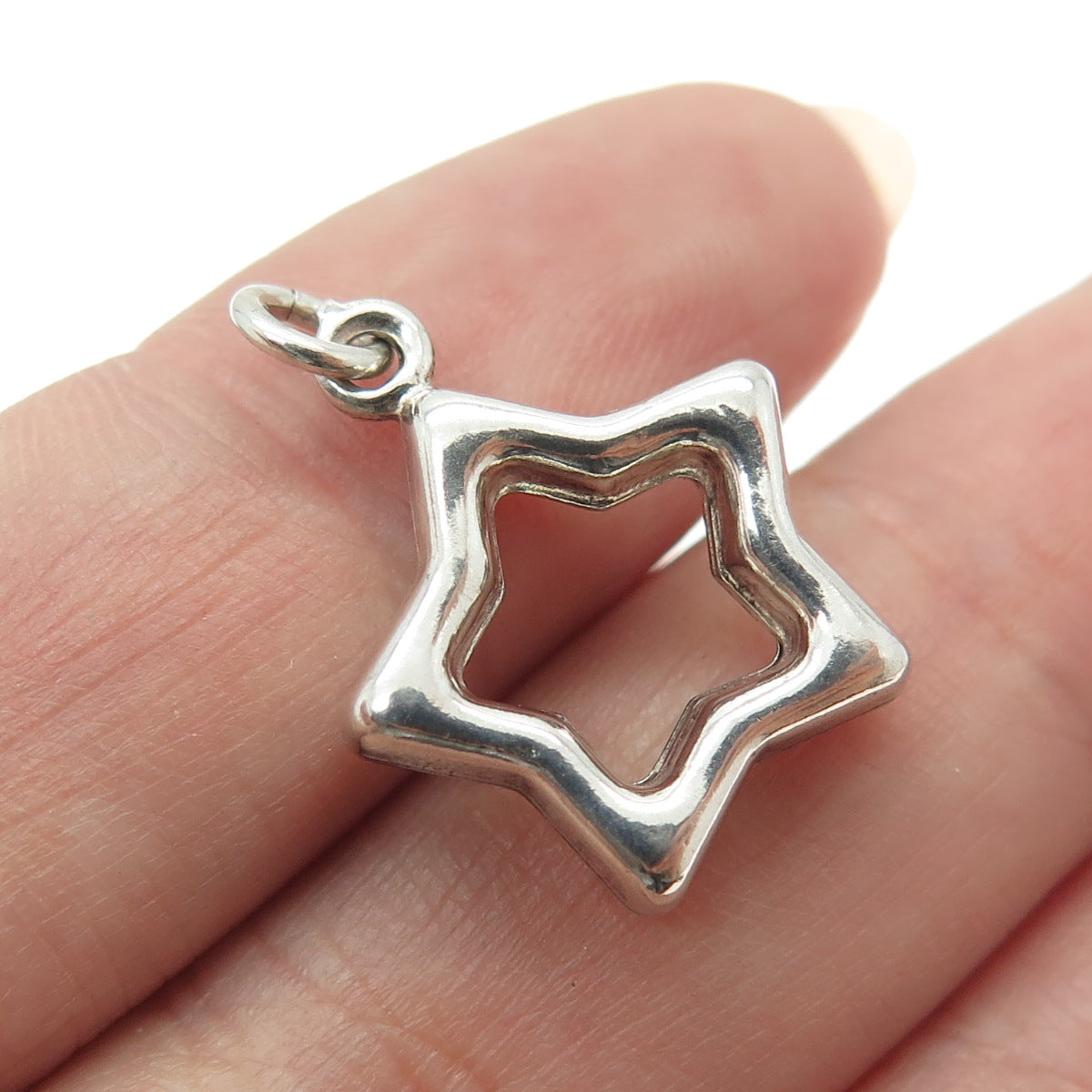 925 Sterling Silver Vintage Open Star Minimalist Charm Pendant