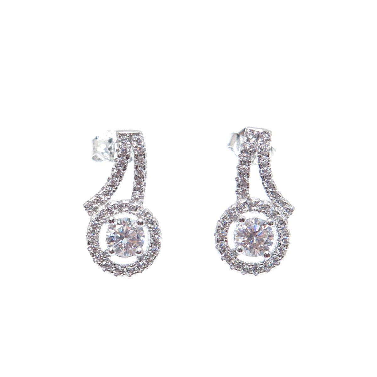 PRIZM 925 Sterling Silver Round-Cut C Z Sparkle Earrings