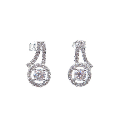 PRIZM 925 Sterling Silver Round-Cut C Z Sparkle Earrings