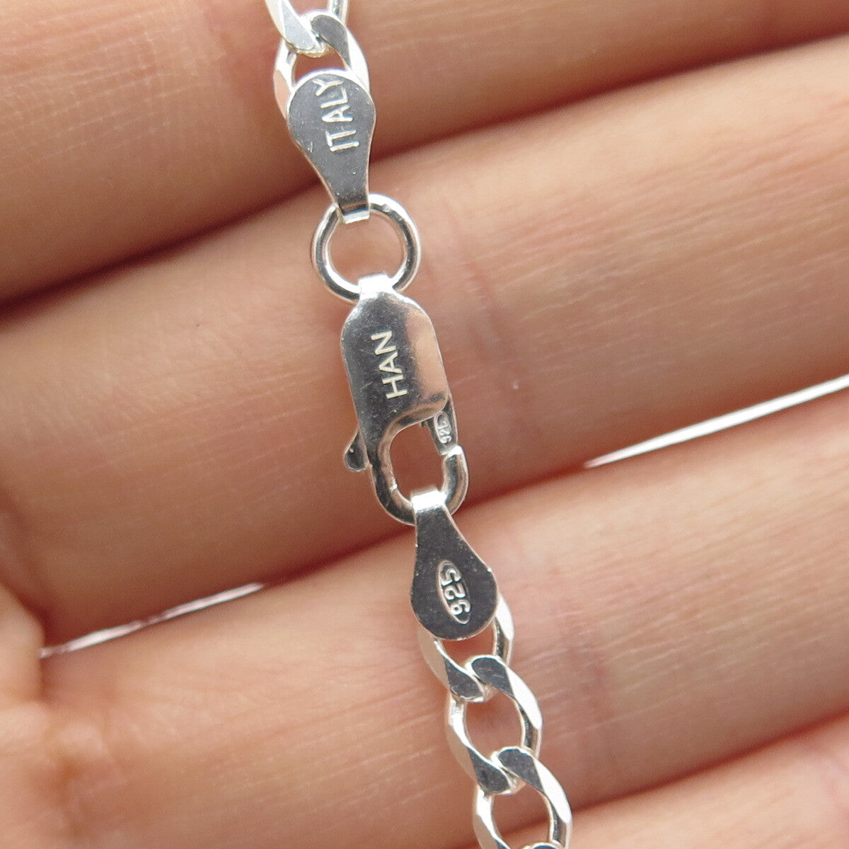HAN 925 Sterling Silver Italy Figaro Link Bracelet 7.5"