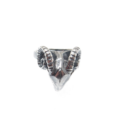 925 Sterling Silver Vintage Aries Zodiac Sign Oxidized Ring Size 9.25