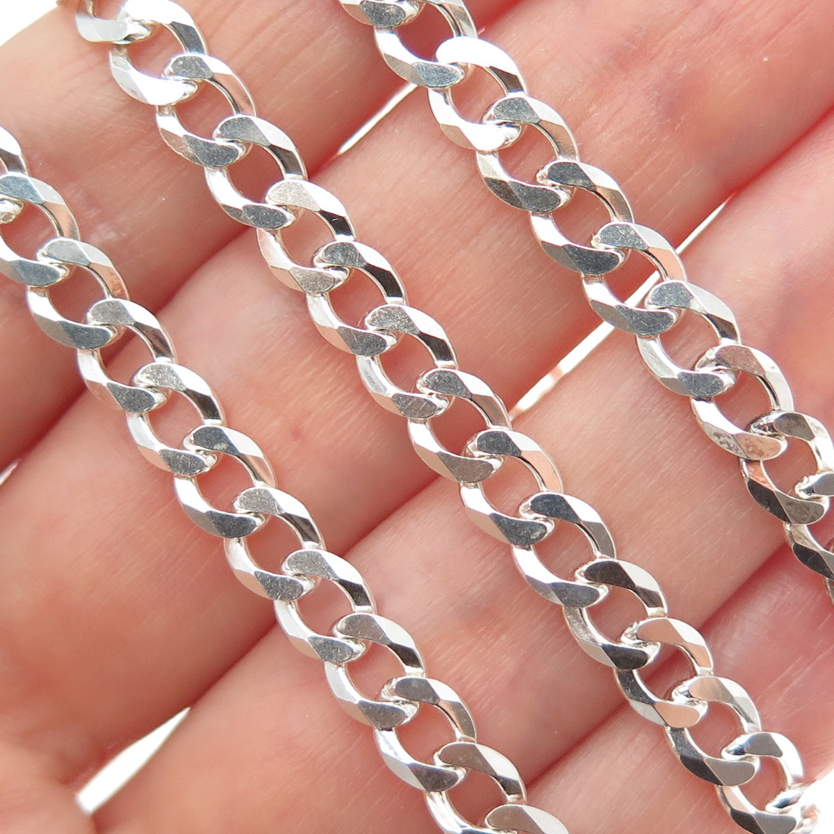 925 Sterling Silver Vintage Italy Curb Chain Necklace 18"