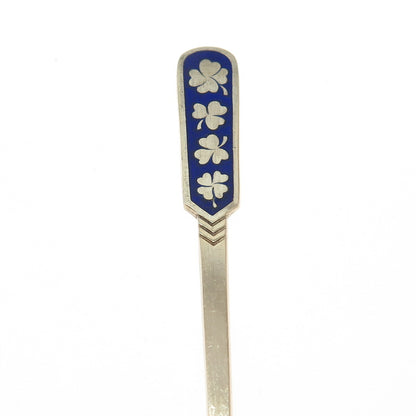 EGON LAURIDSEN Sterling Gold Plated Vintage Denmark Enamel Clover Coffee Spoon