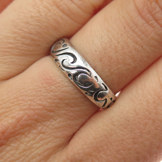 CHAPAL ZENRAY 925 Sterling Silver Vintage Wave Oxidized Band Ring Size 7.25