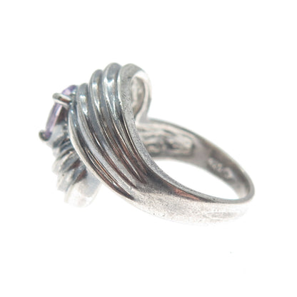 MONICA JAIN 925 Sterling Silver Vintage Real Amethyst Oxidized Ring Size 6.25