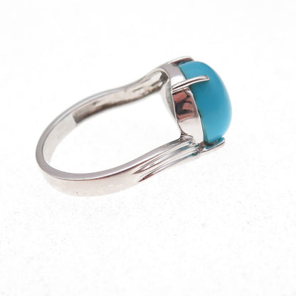 925 Sterling Silver Real Sleeping Beauty Turquoise Bypass Ring Size 7.25