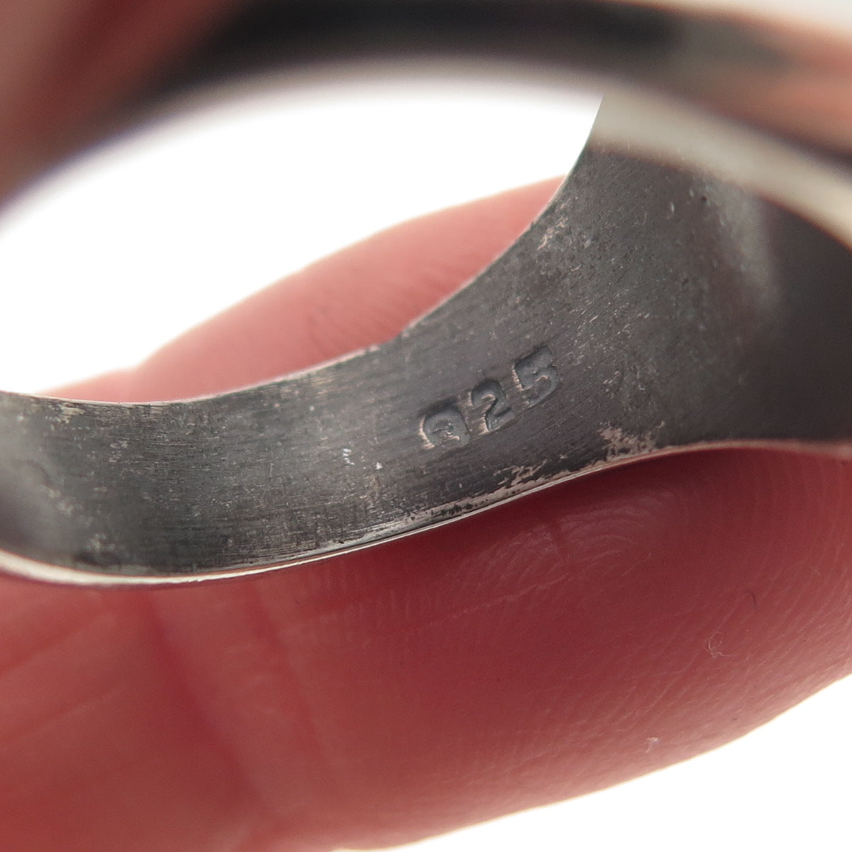 925 Sterling Silver 2-Tone Vintage Mexico Modernist Oxidized Ring Size 8.75