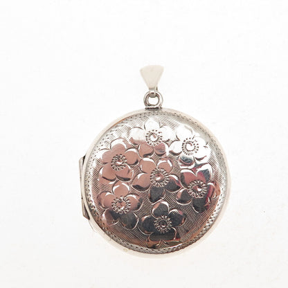 Joseph Smith & Sons 925 Sterling Silver Vintage Birmingham Floral Locket Pendant