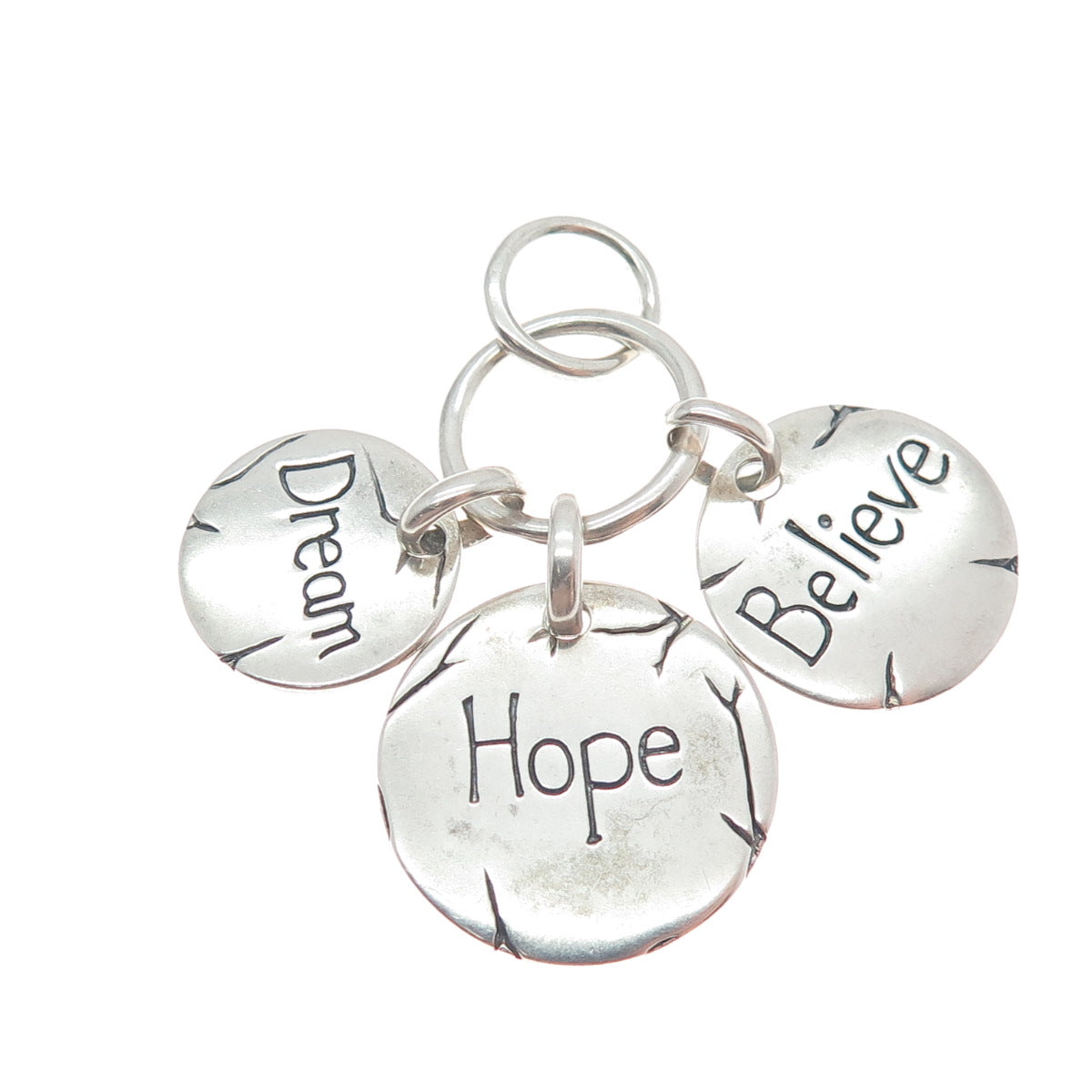 925 Sterling Silver Vintage Dream Hope Believe Charm Pendant