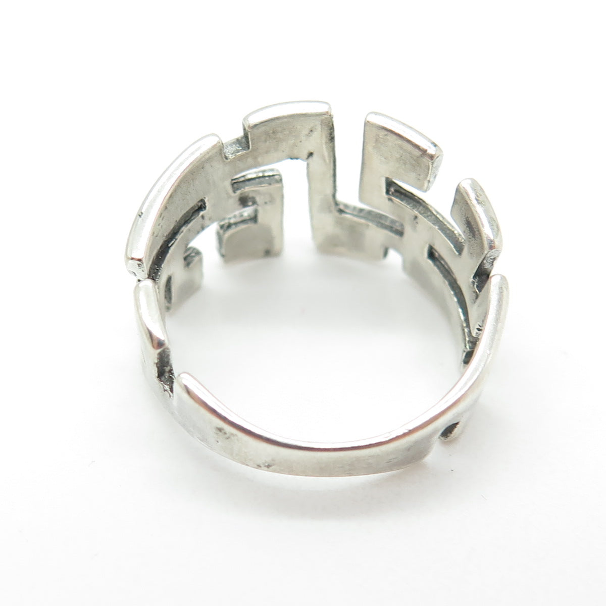 925 Sterling Silver Vintage Maze Modernist Ring Size 8.25