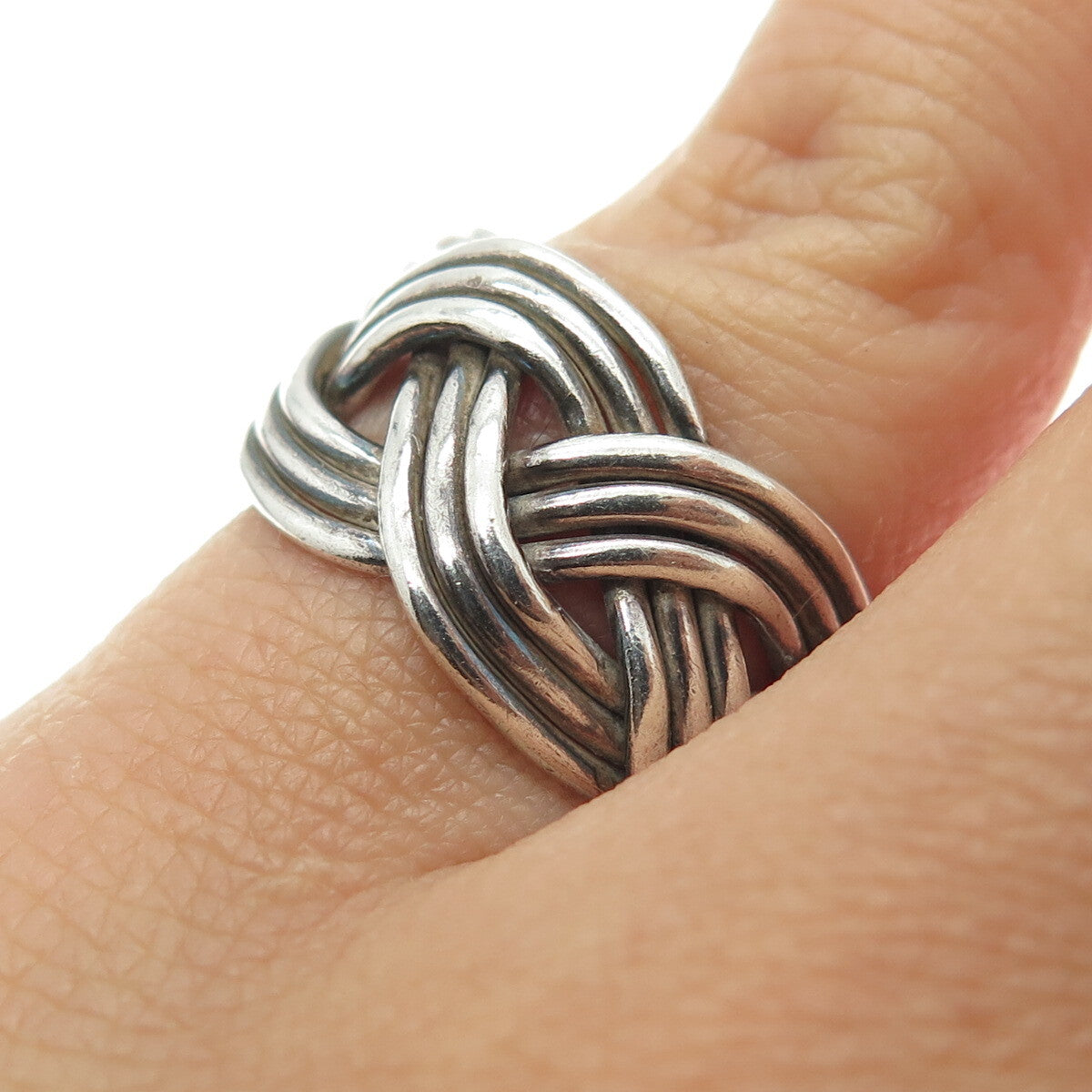925 Sterling Silver Vintage Braided Oxidized Ring Size 5.75