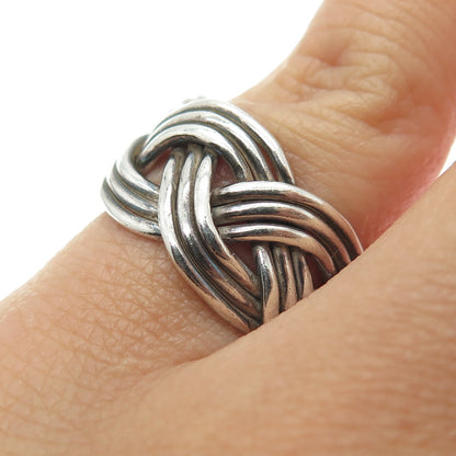 925 Sterling Silver Vintage Braided Oxidized Ring Size 5.75