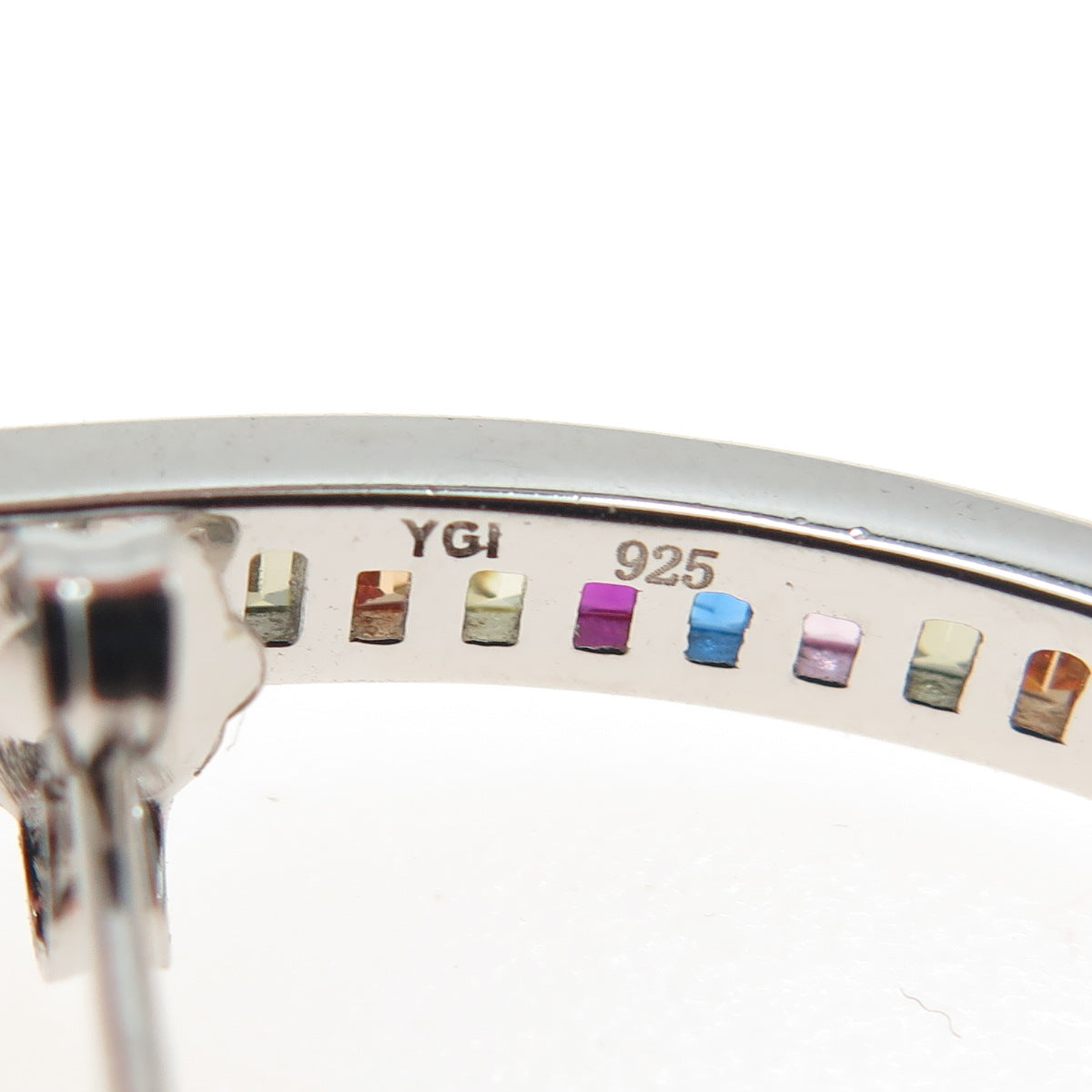 925 Sterling Silver Multi-Color C Z Half Hoop Earrings