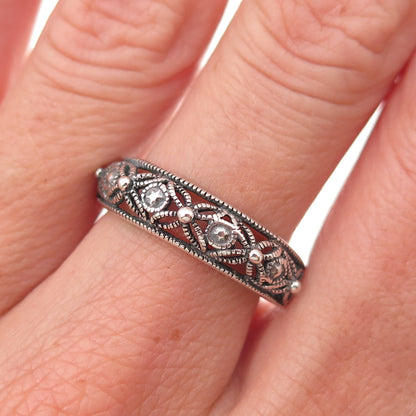 RJ Graziano 925 Sterling Silver Vintage Filigree Oxidized Ring Size 8
