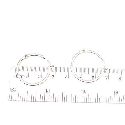 Sun 925 Sterling Silver 10K Gold Real Round-Cut Diamond Cross Hoop Earrings