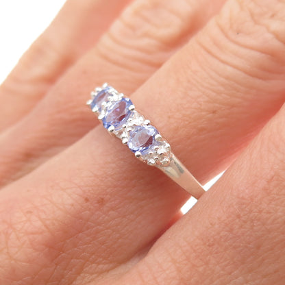 Chuck Clemency 925 Sterling Silver Real Oval-Cut Tanzanite Ring Size 8
