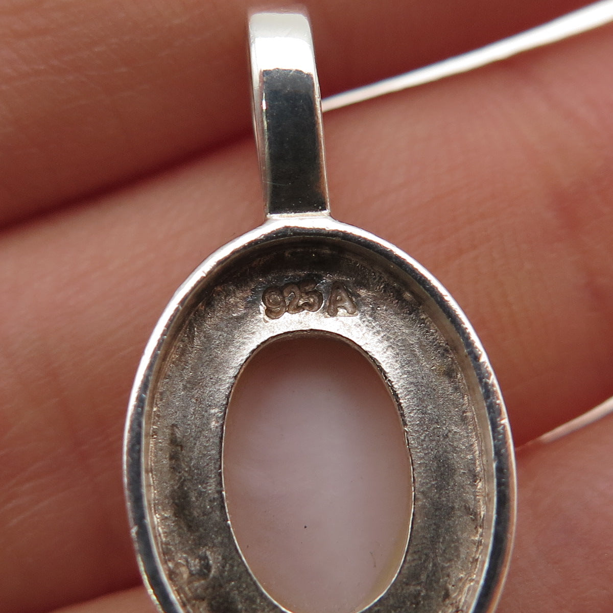 925 Sterling Silver Vintage Real MOP Oxidized Mini Charm Pendant