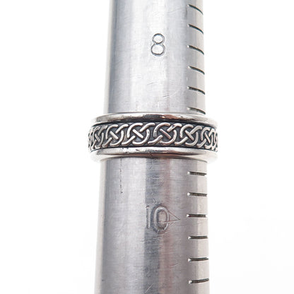 925 Sterling Silver Vintage Mexico Oxidized Rotating Band Ring Size 9.25