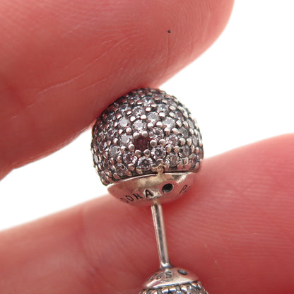 Pandora 925 Sterling Silver Real Ruby & C Z Ball Stud Earrings