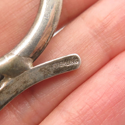 925 Sterling Silver Vintage Clear Glass Modernist Pin Brooch