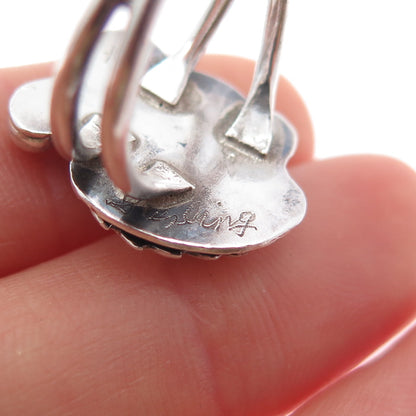 Old Pawn Sterling Silver Vintage MAH Artisan Feather & Flower Tribal Ring Size 6