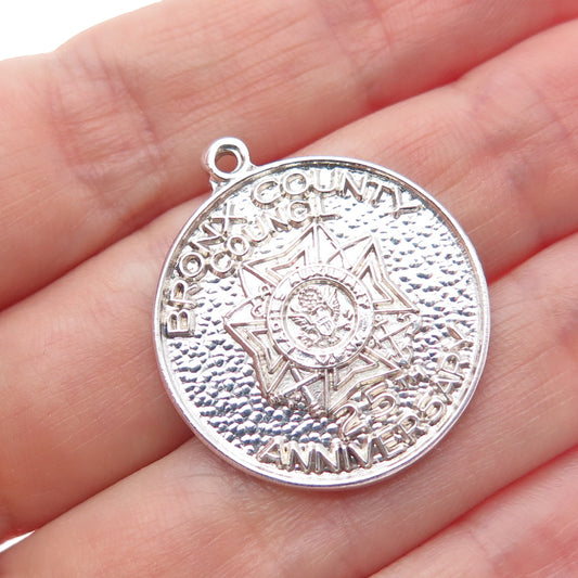 WAYNE 925 Sterling Silver Vintage Bronx County Council 25th Anniversary Pendant