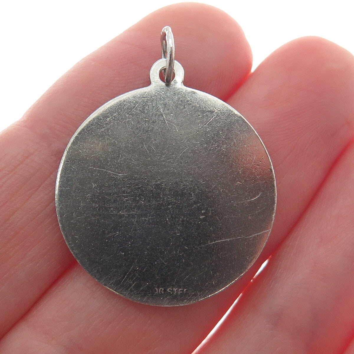 925 Sterling Silver Vintage Enamel US Army Star Round Dog Tag Charm Pendant