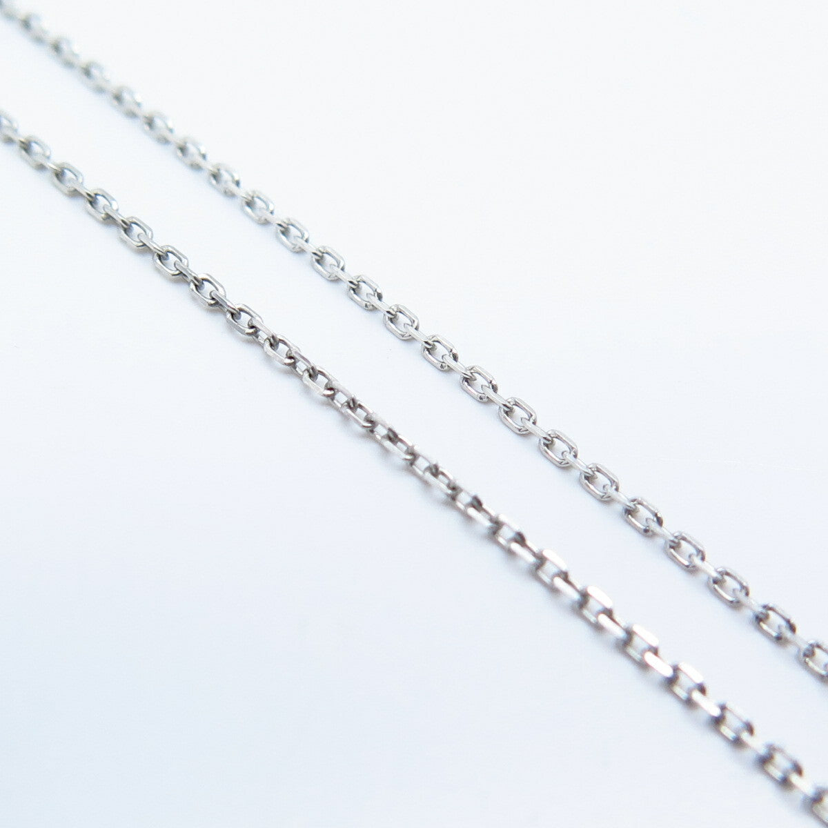 925 Sterling Silver Italy White Blue Diamond Open Heart Rolo Chain Necklace 18"