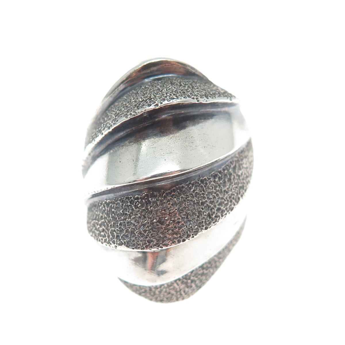 925 Sterling Silver Vintage Modernist Oxidized Ring Size 7.75