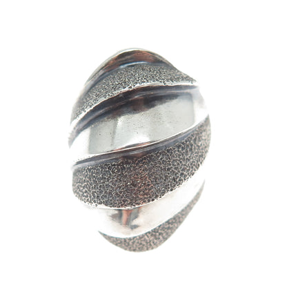 925 Sterling Silver Vintage Modernist Oxidized Ring Size 7.75