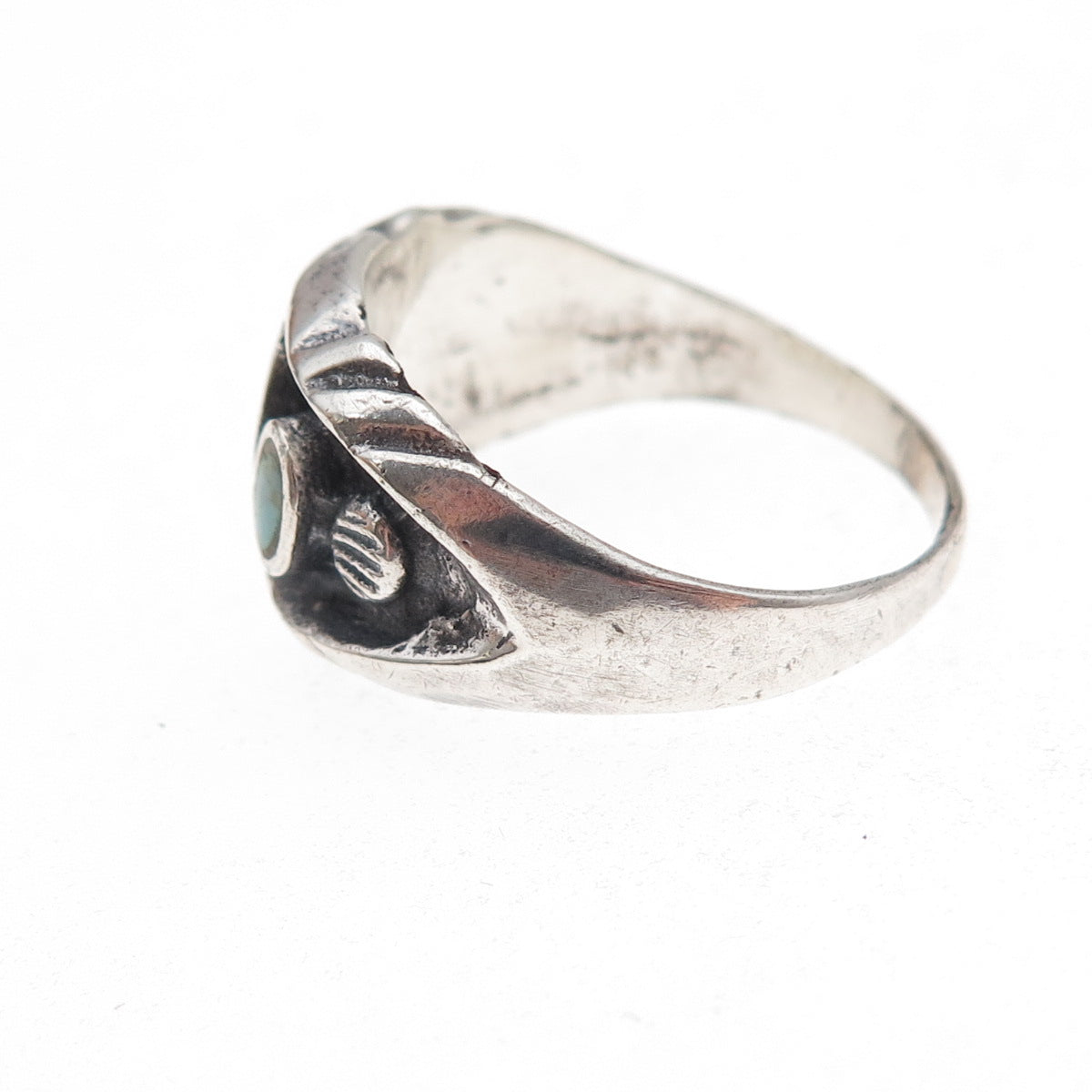 Old Pawn 925 Sterling Silver Vintage Southwestern Turquoise Tribal Ring Size 9.5