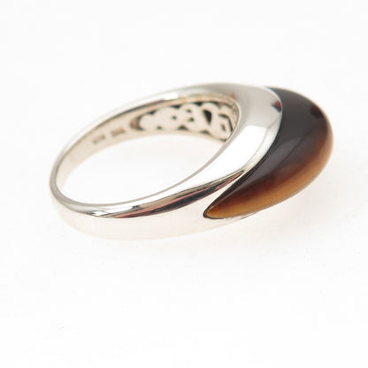 Whitney Kelly Sterling Silver Vintage Real Tiger Eye Modernist Ring Size 8.25