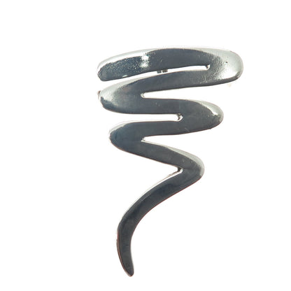 925 Sterling Silver Vintage Mexico Modernist Zig Zag Pin Brooch / Pendant