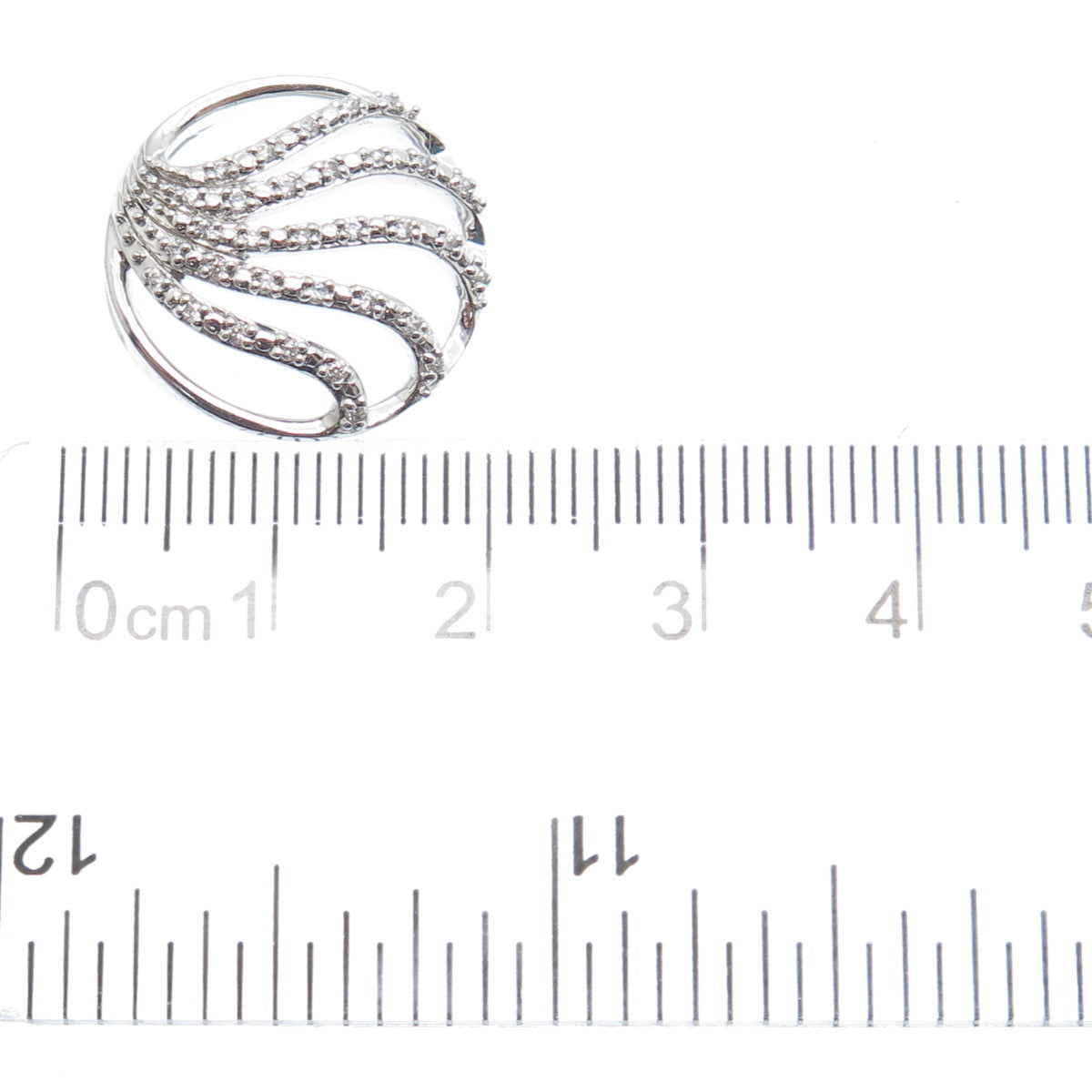 925 Sterling Silver Round-Cut C Z Wavy Slide Pendant