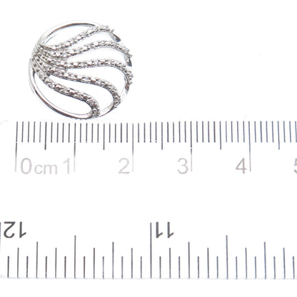 925 Sterling Silver Round-Cut C Z Wavy Slide Pendant