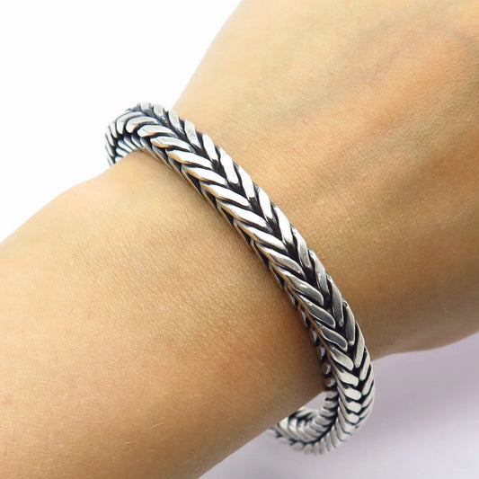 925 Sterling Silver Vintage Wheat Link Bracelet 7.5"