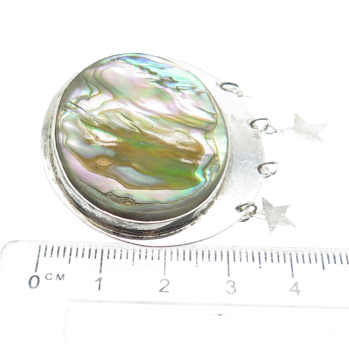 GFMW Great Falls Metal Works Sterling Silver Vintage Abalone Shell Star Brooch