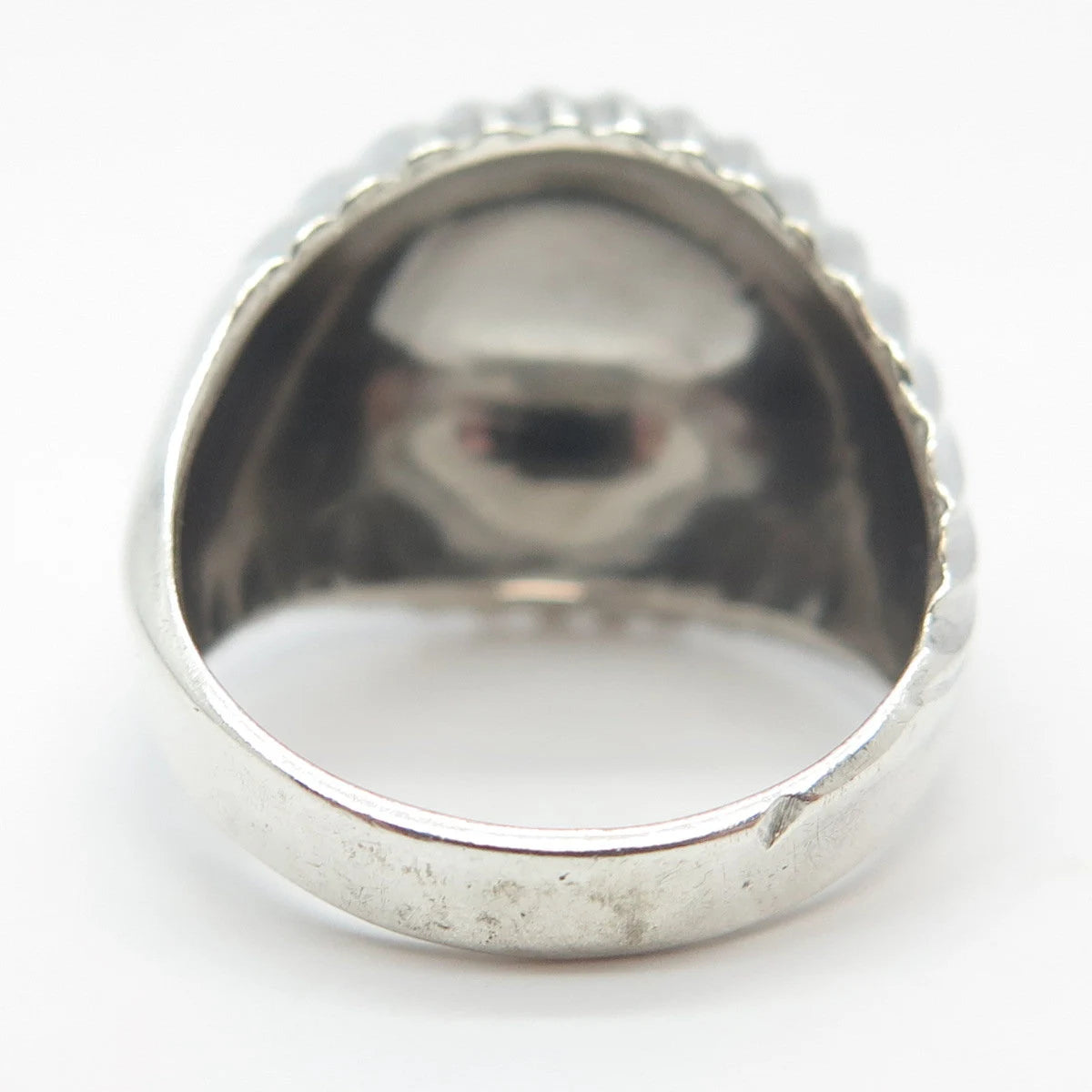 925 Sterling Silver Vintage Uncas Ribbed Domed Ring Size 6