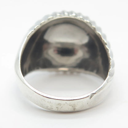 925 Sterling Silver Vintage Uncas Ribbed Domed Ring Size 6