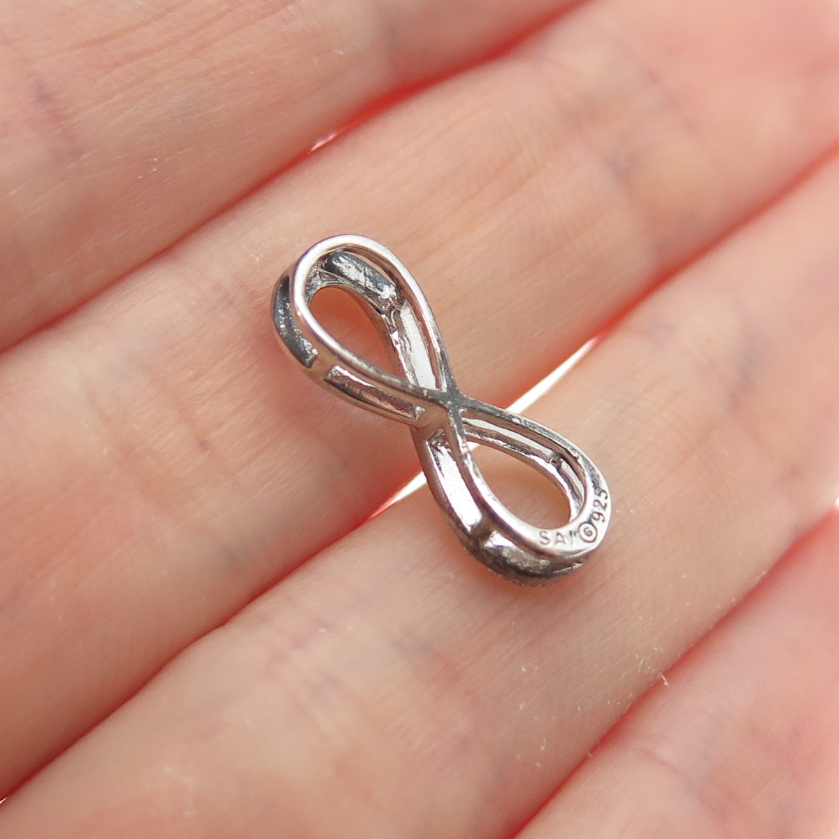 SAI 925 Sterling Silver Real Diamond Accent Infinity Mini Slide Charm Pendant